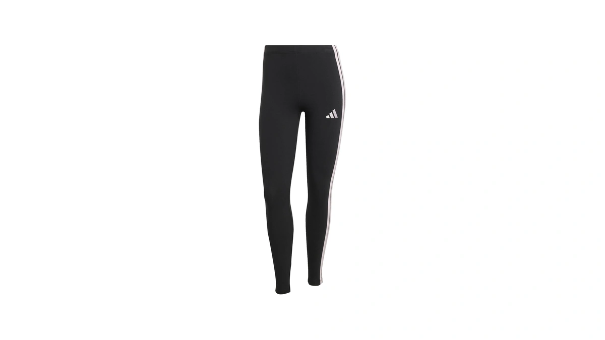 Adidas Women's Essentials 3-stripes Cotton Leggings, Black/clear Pink, X-small