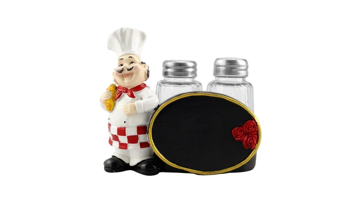 Chef Salt And Pepper Shaker Set With Chalkboard Holder, Cute