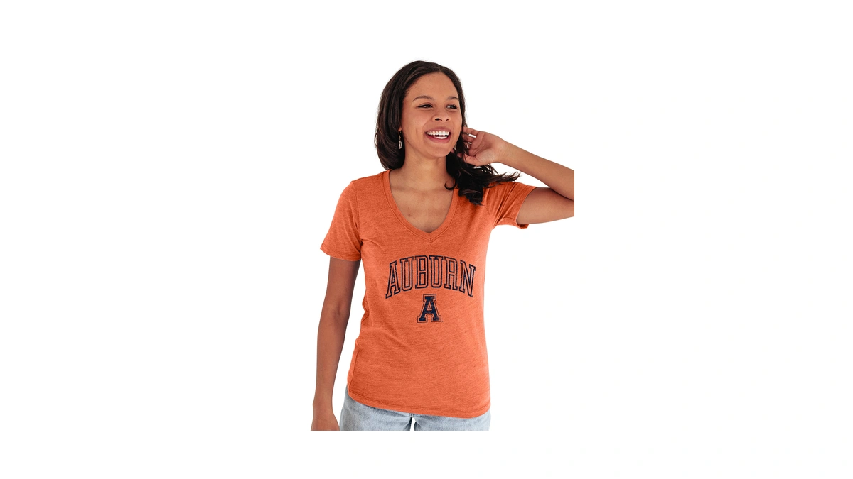 Blue 84 Auburn Tigers Women's Tri-blend T-shirt Vintage Arch Over