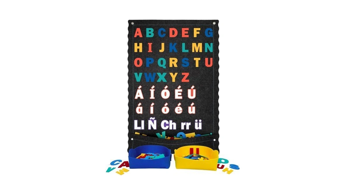 Chefan Spanish English Felt Letter Board, Bilingual Alphabet Wall For