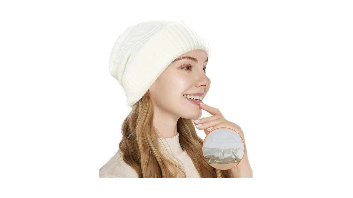 Satin Lined Beanie For Women Soft Satin Lining Slouchy Winter