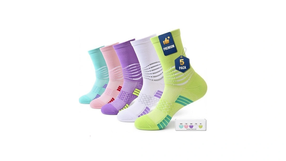 Women’s Crew Compression Socks 5 Pairs Breathable Skin-friendly With Targeted