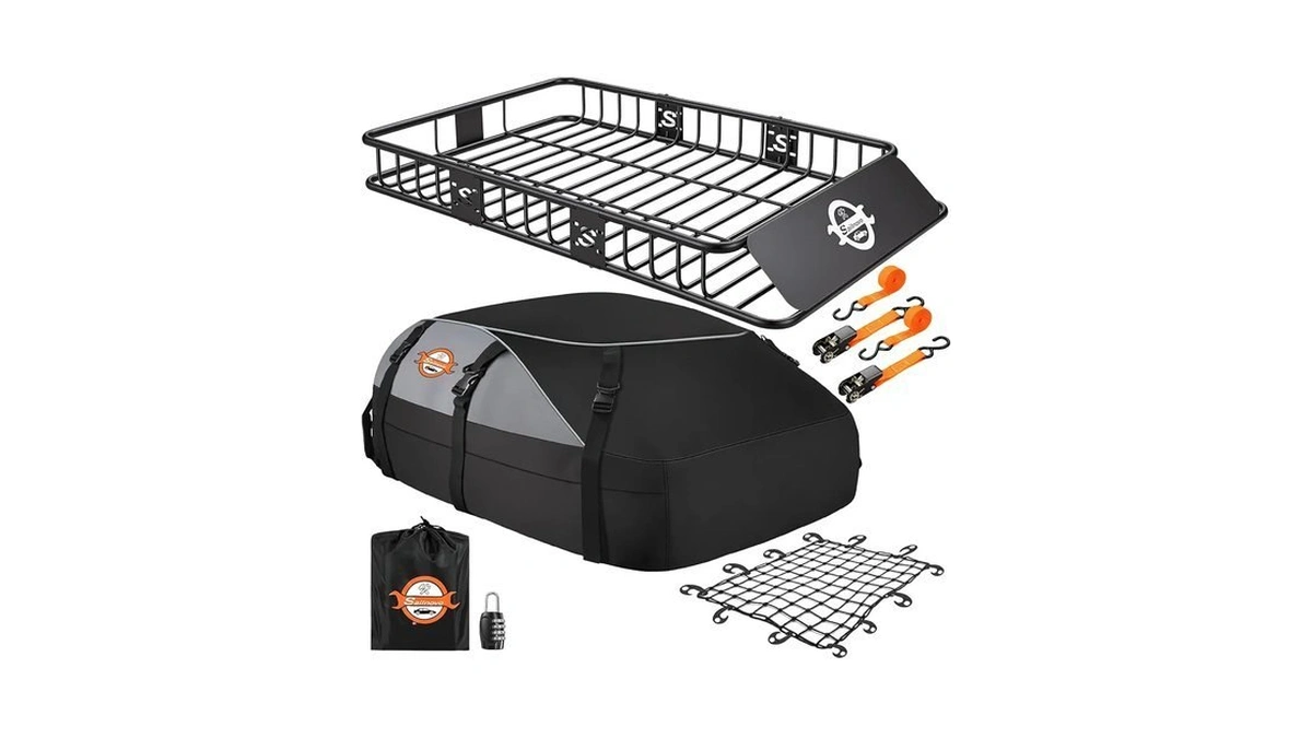 Sailnovo Expandable Steel Roof Rack Cargo Basket 64x39x6in 200lbs