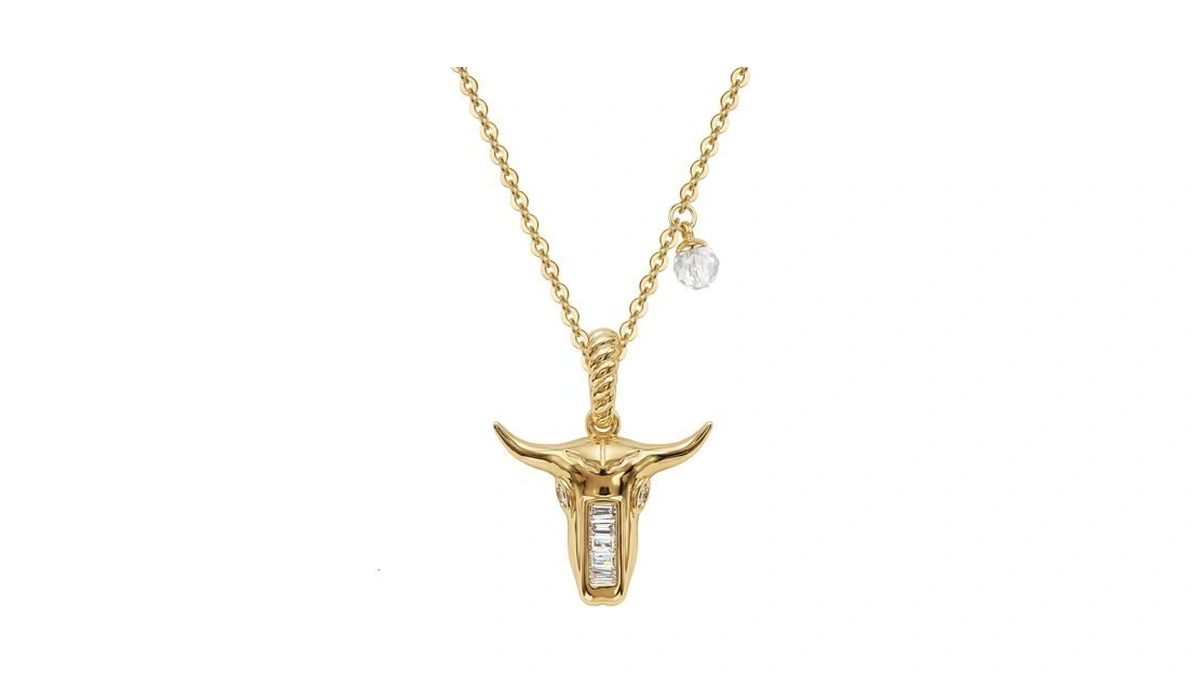 Bemoly Women's Necklace Dainty Detachable Cow's Head Pendant 14k Gold