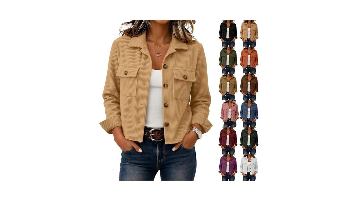 Fall Jacket Women Barn Cropped Corduroy Jacket Y2k Button Down