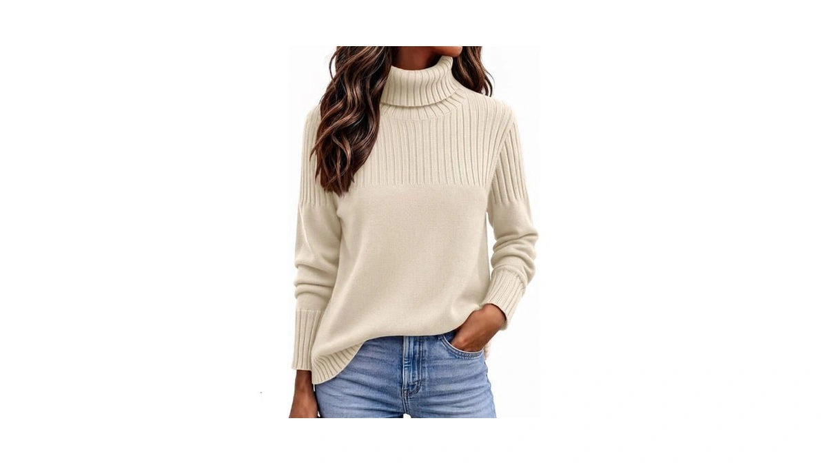 Zeagoo Cream Sweater Early Fall Fashion Turtleneck Pullover Tops For