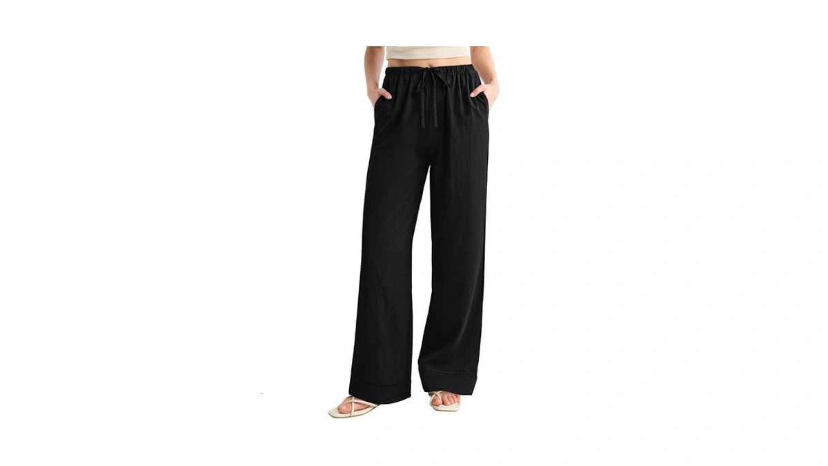 Reoria Wide Leg Pants For Women Casual Flowy Palazzo Pant,