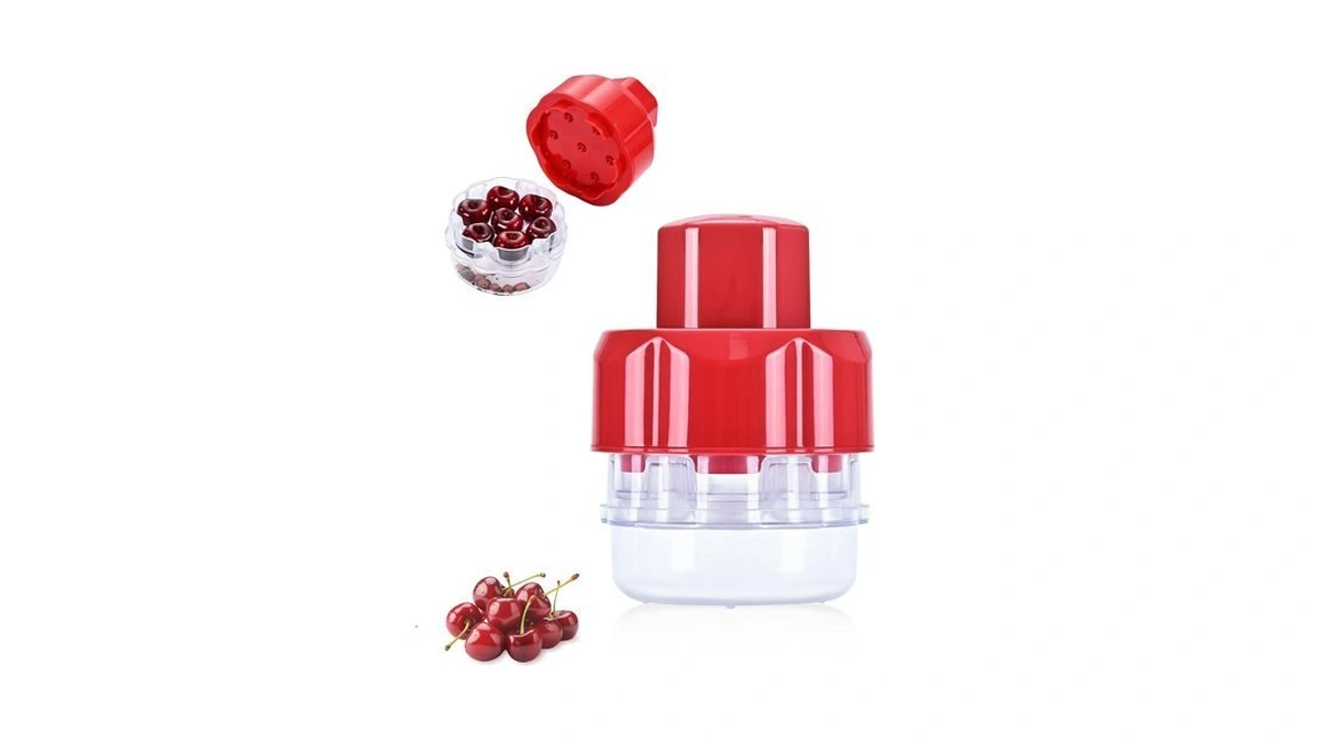 Cherry Pitter Tool, Red, Bulk Cherry Seed Remover With Clear