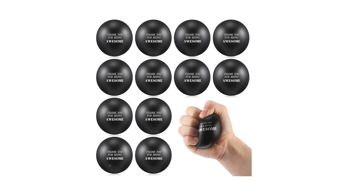 Lenwen 12 Pcs Motivational Balls For Adults 2.5 Inch, Black