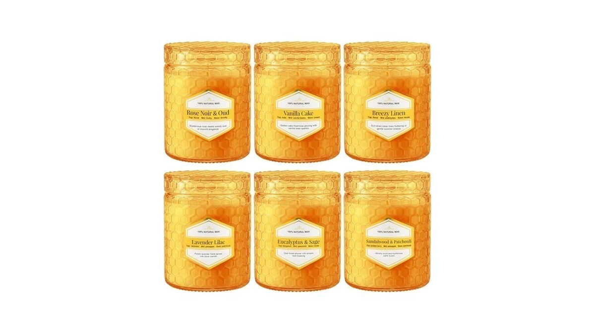 Candle Clearance 6 Pack Amber Glass Scented Candles For Home