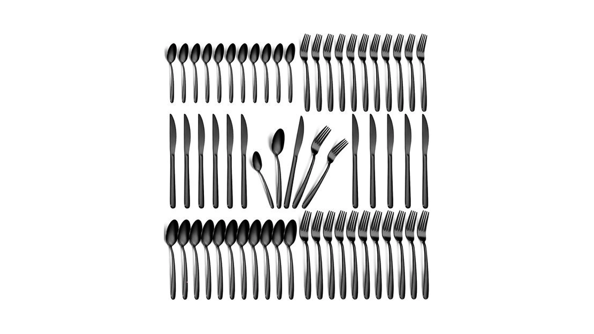 Hunnycook 60-piece Black Silverware Set - Stainless Steel Silverware Set