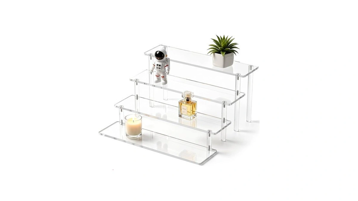 Crlyuxa Acrylic Display Riser 4 Tier For Perfume,figures & Cupcake
