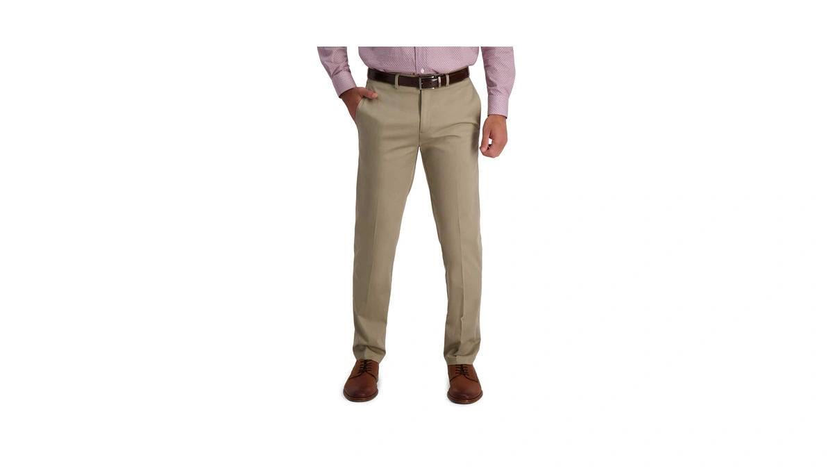 Haggar Men Straight Fit Iron Free Premium Kha...