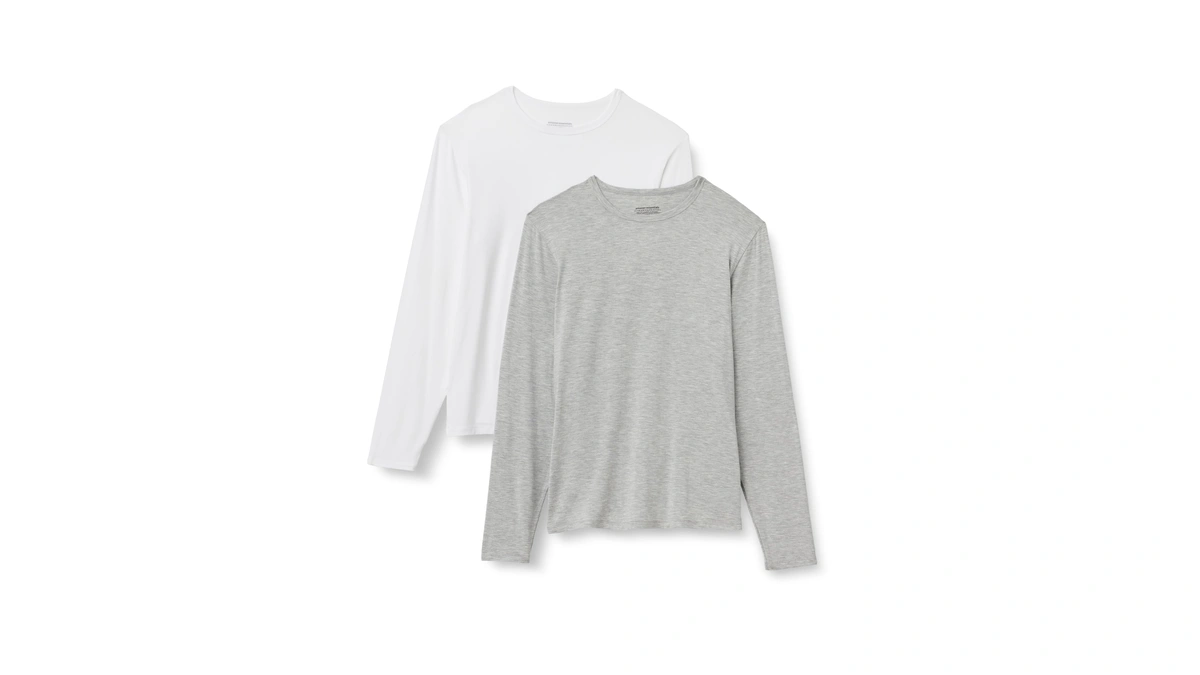 Amazon Essentials Men's Long Sleeve Super Soft Modal Undershirt, White/medium