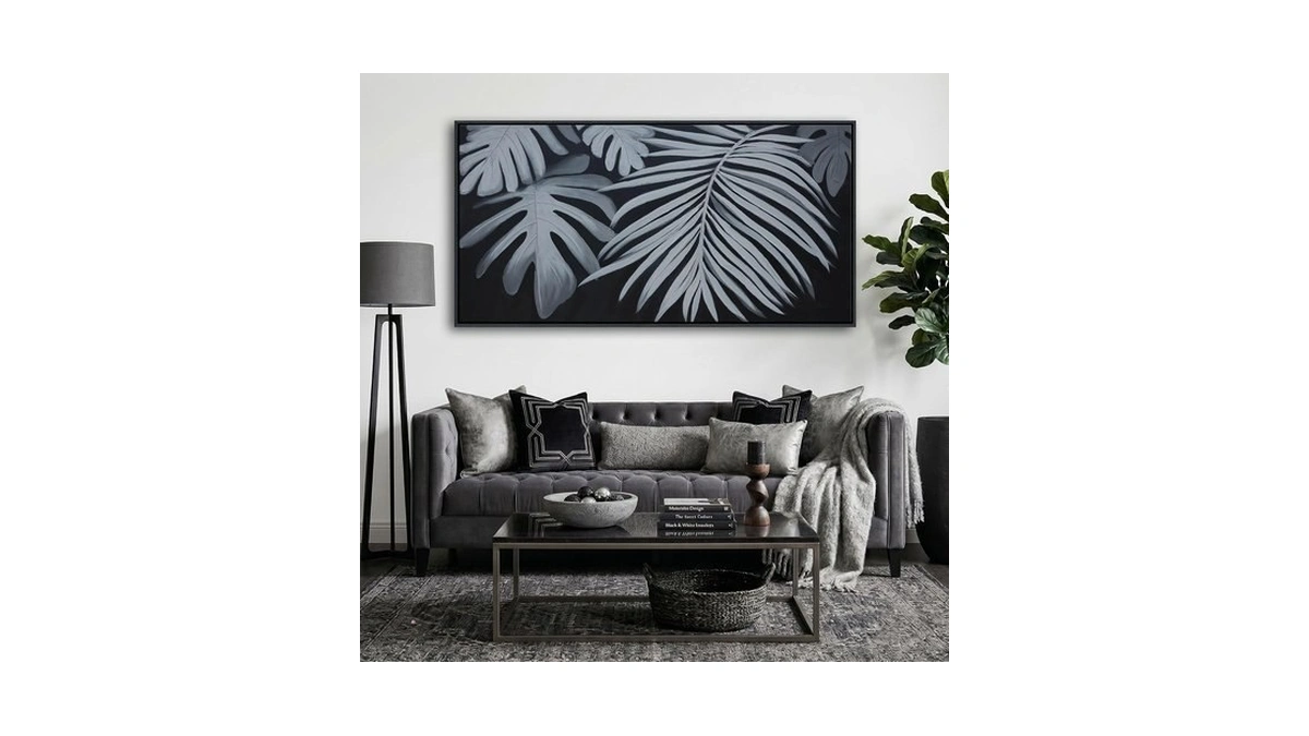Large Black And White Botanical Wall Art - Modern Abstract