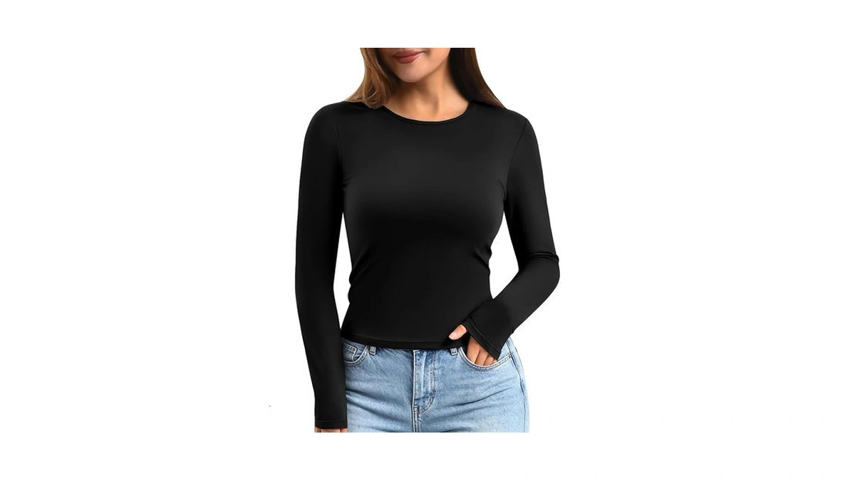 Ipletix Long Sleeve Shirts For Women, Crewneck Slim Fit Tops