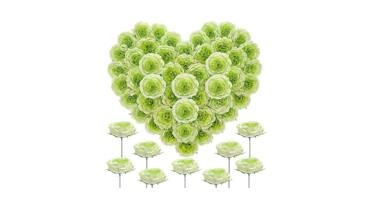 Suncalla 36 Pack Artificial Austin Rose Peonies 4.7 Inch, Green