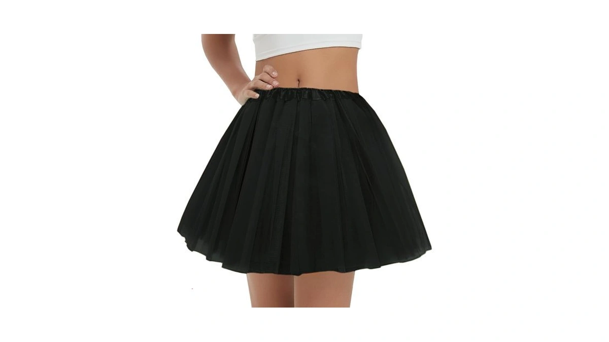 Women's 5-layer Tulle Black Tutu Skirt, Adult Dance Ballet Tulle