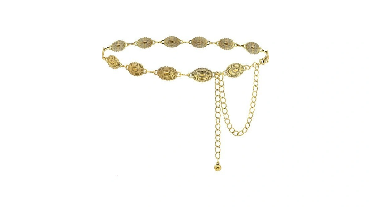 Hiquacc Women's Western Style Metal Waist Chain Belt Boho Cowgirl