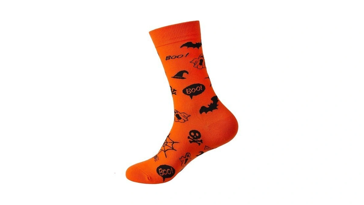 Fancybull Halloween Socks Men Pumpkin Smile Face Funny Socks