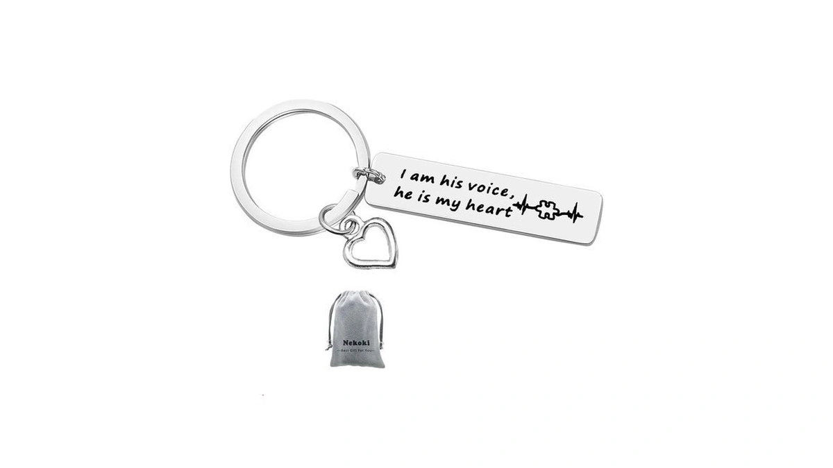 Nekoki For Autism Awareness Keychain I Am His Voice He