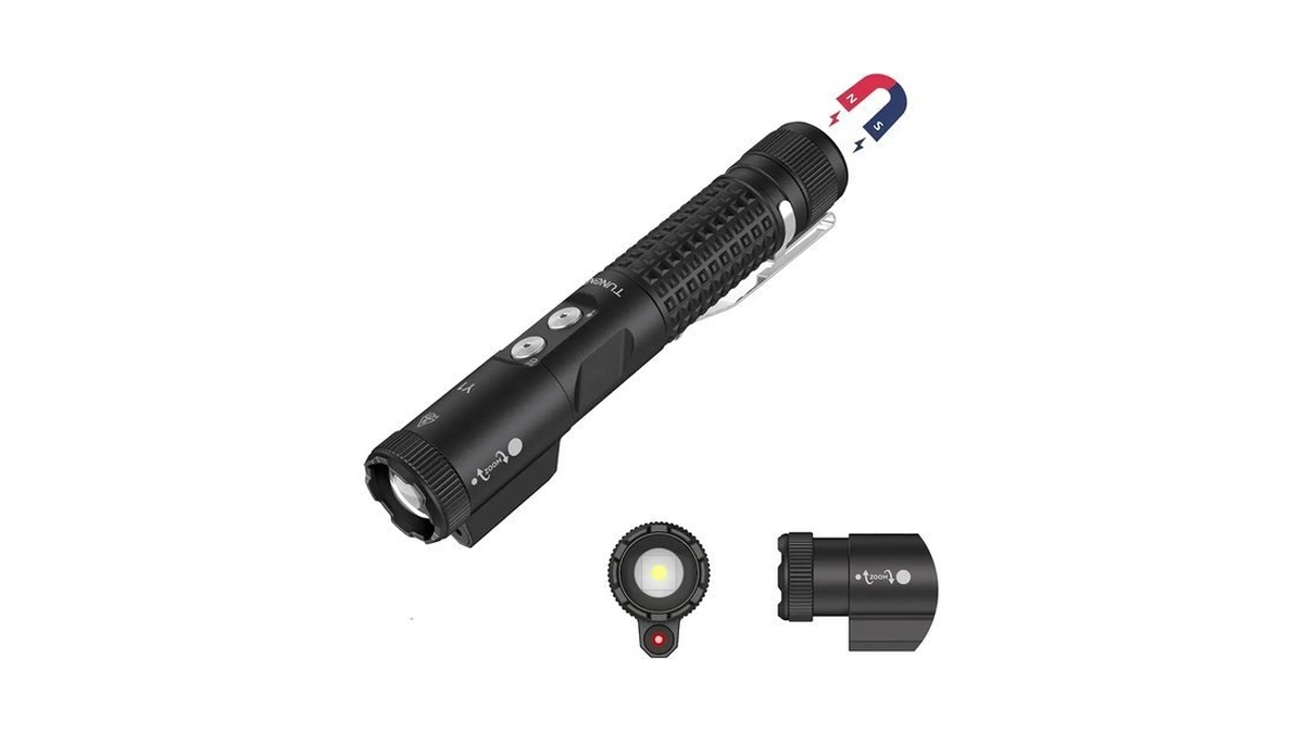 Tunenge Y1 Edc Rechargeable Zoomable Flashlight,white And Red Light