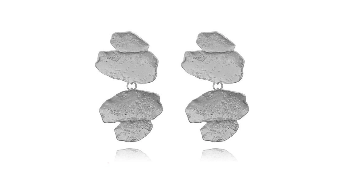 Rchengyanuima Long Irregular Geometric Alloy Drop Earrings For Women Sliver