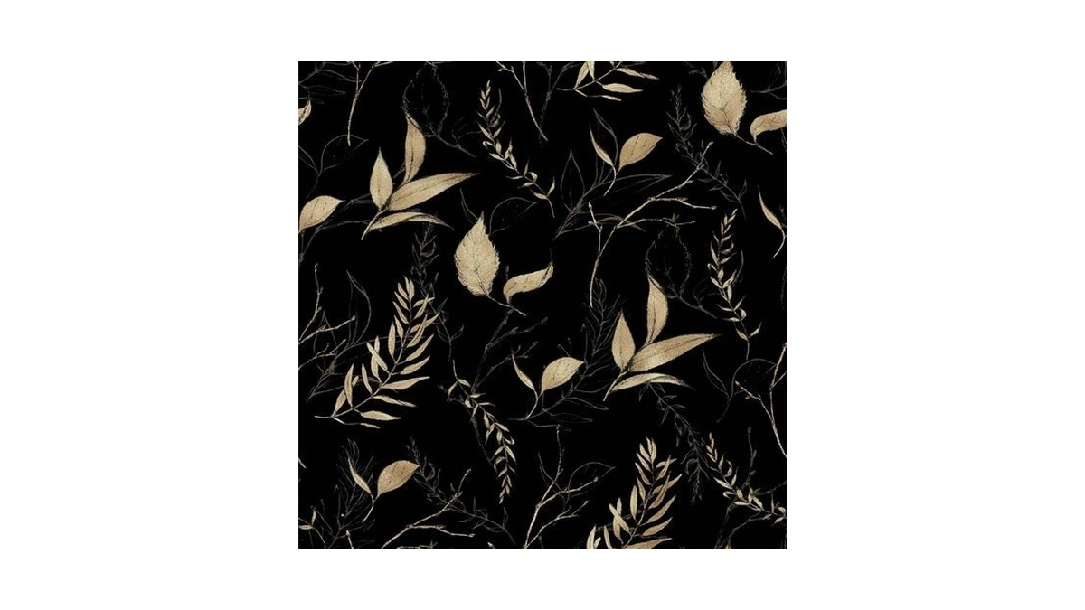 Akodm Dark Black And Gold Leaf Peel And Stick Wallpaper