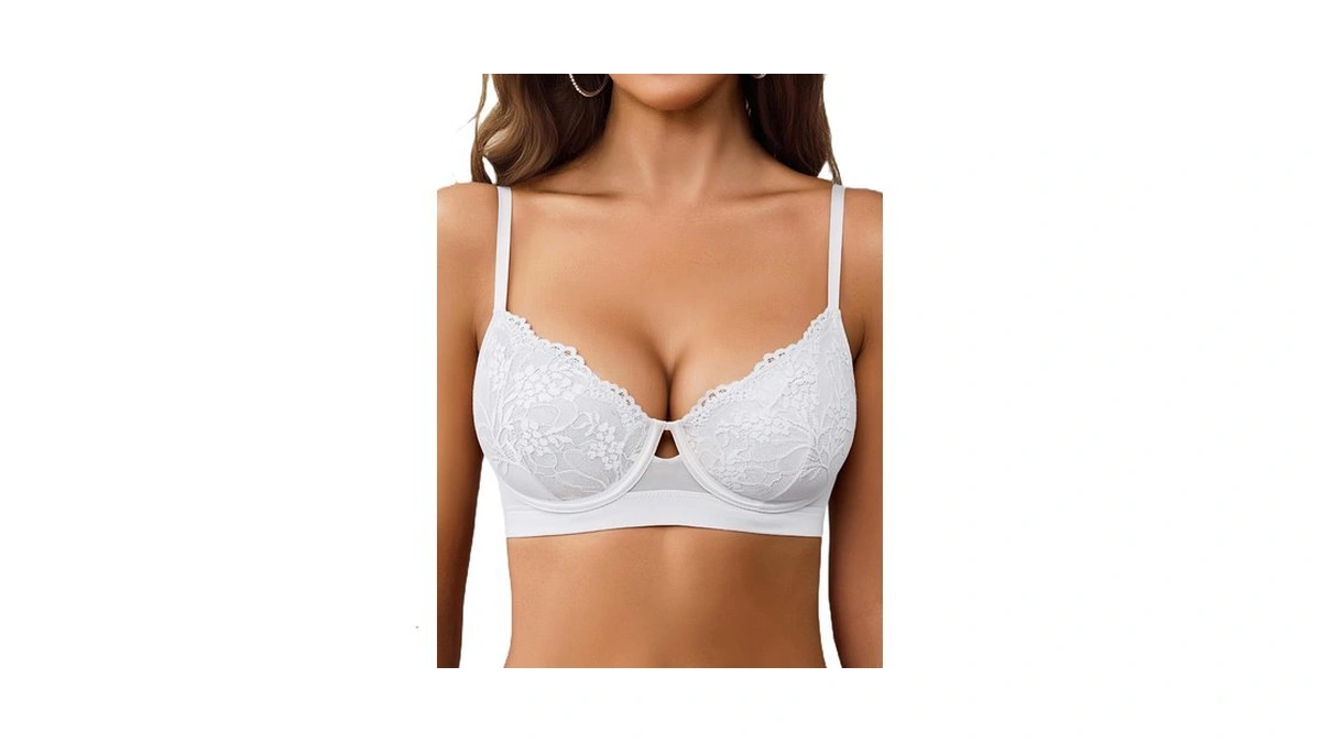 Bras For Women Lace Underwire Bra Scalloped Trim Lace Bralettes