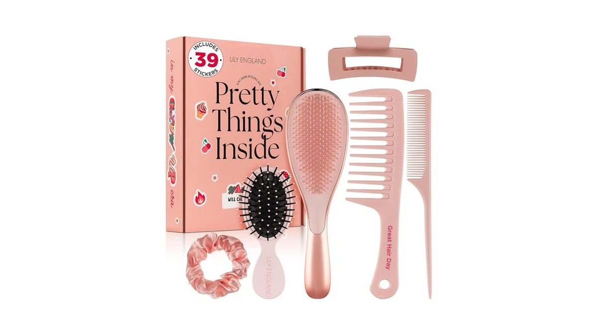 Lily England Hair Brush Set For Girls - 6pc Comb,