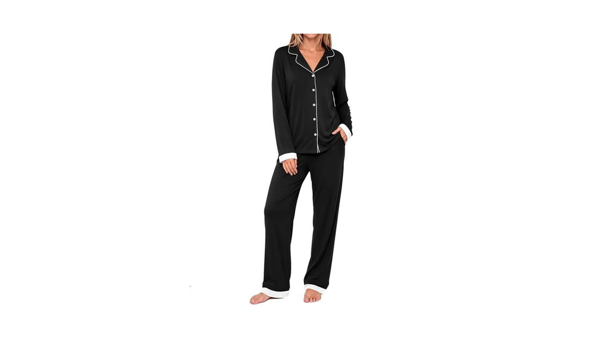 Ekouaer Pajamas For Women Set Long Sleeve Loungewear Button Down
