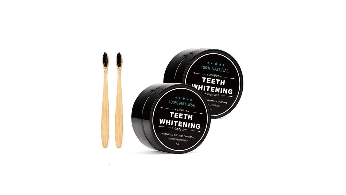 2-pack Teeth Whitening Charcoal Powder + Bamboo Brush Oral Care