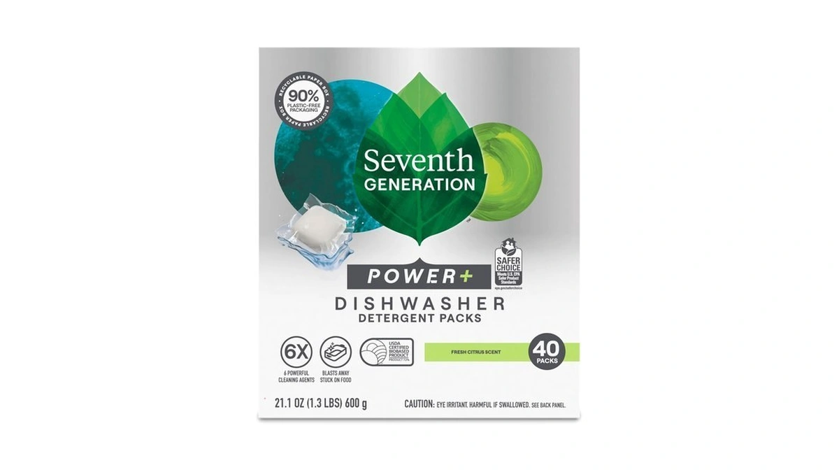 Seventh Generation Power Plus Dishwasher Detergent Packs Fresh Citrus Scent