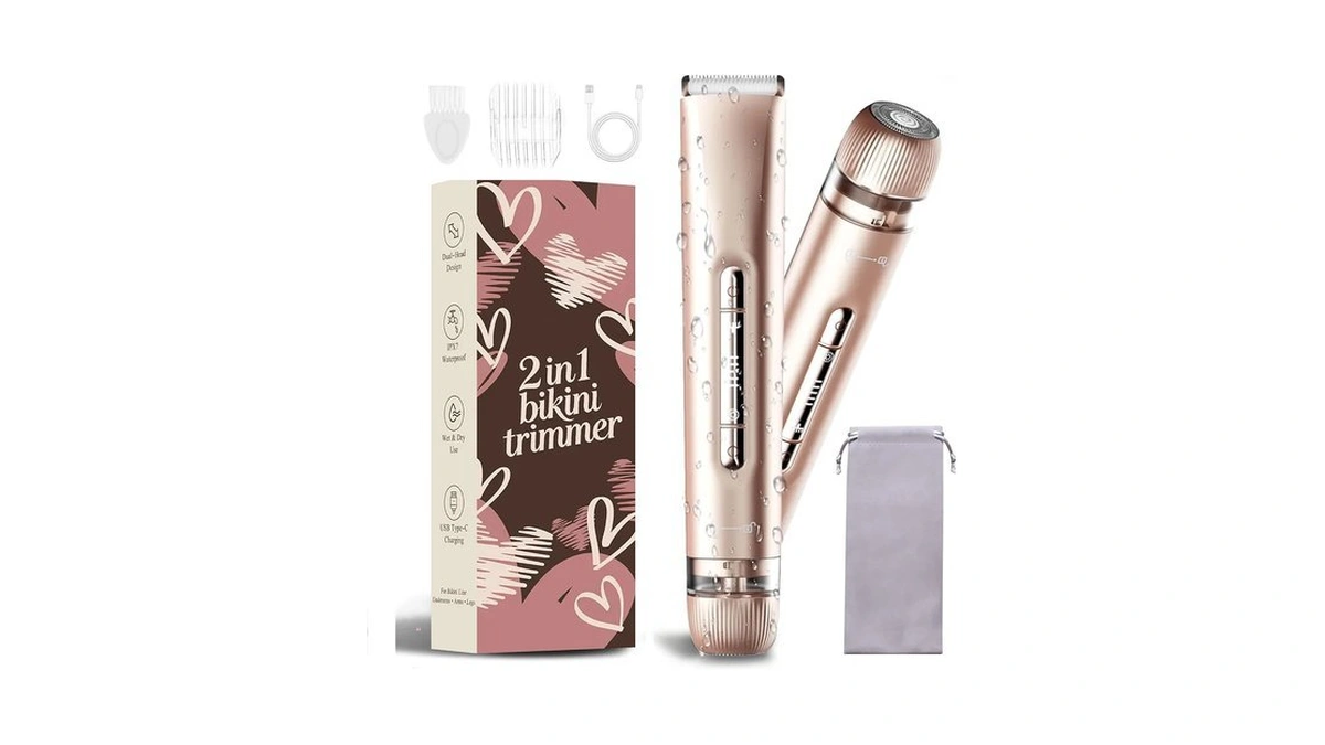 Bikini Trimmer For Women Ipx7 Waterproof Dual-head Body Razor,rose Gold