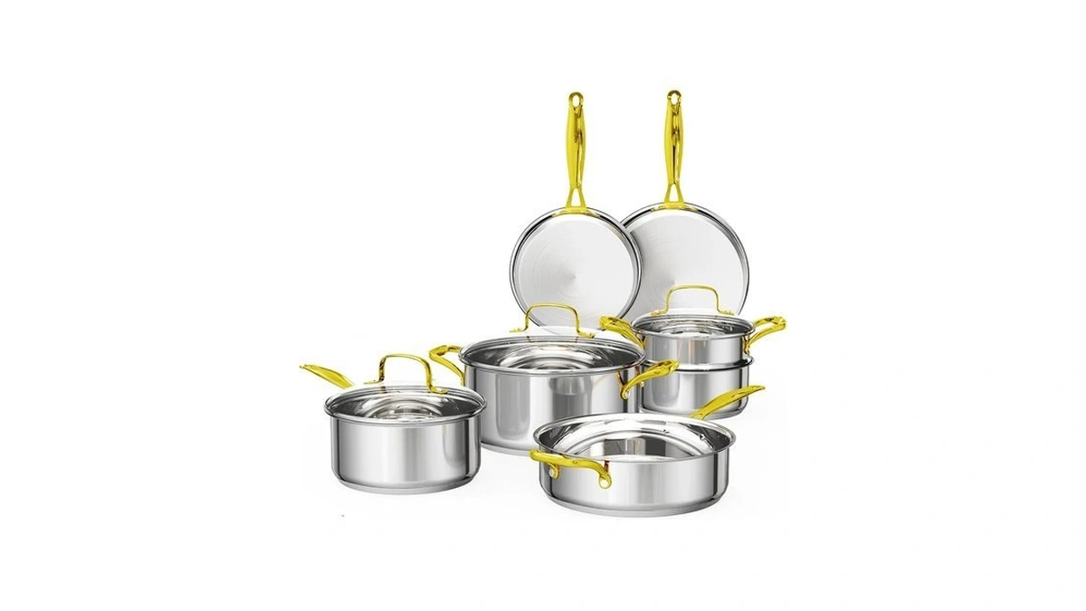 Stainless Steel Cookware Set, 14 Piece Tri-ply Pots And Pans