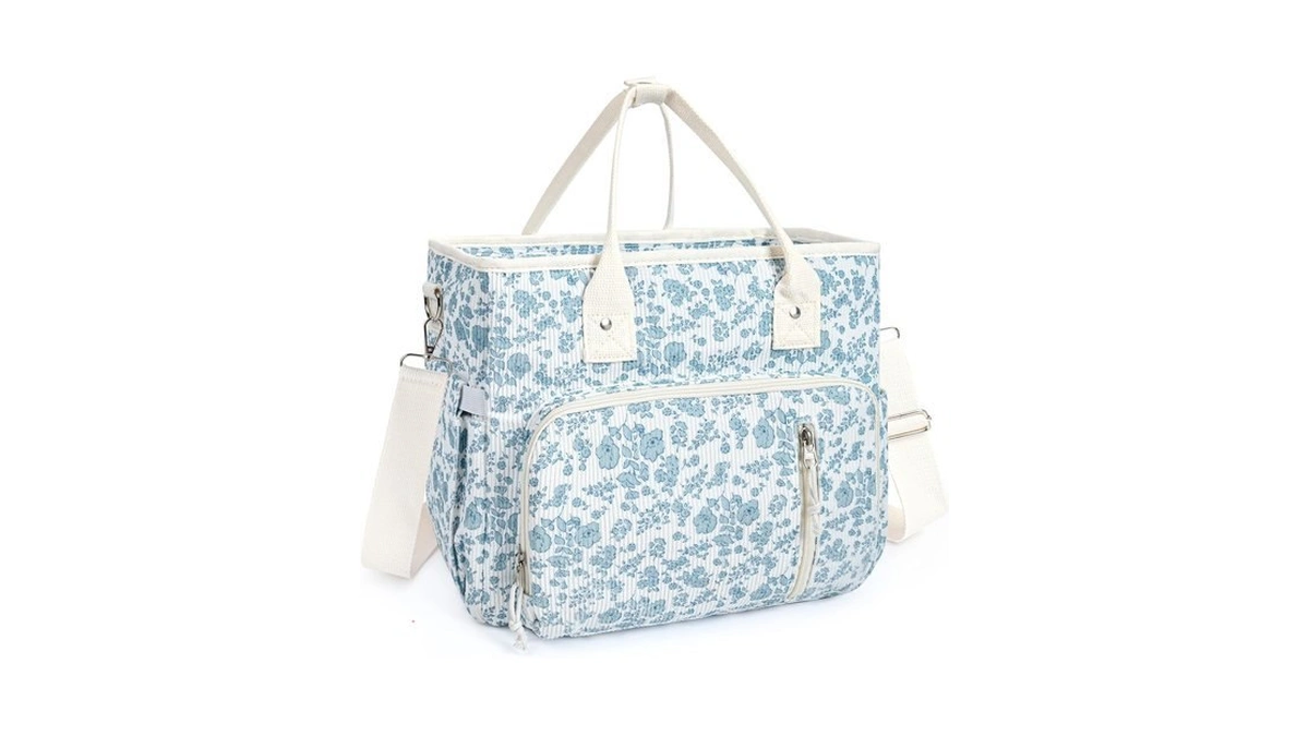 Aileam Quilted Lunch Box For Women, Large Blue Tote Lunch