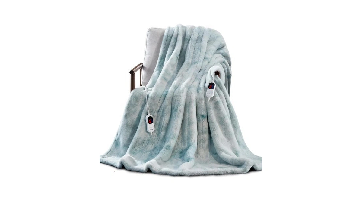 Guohaoi Heated Blanket, Soft Faux Rabbit Fur Electric Throw, 84"×90"