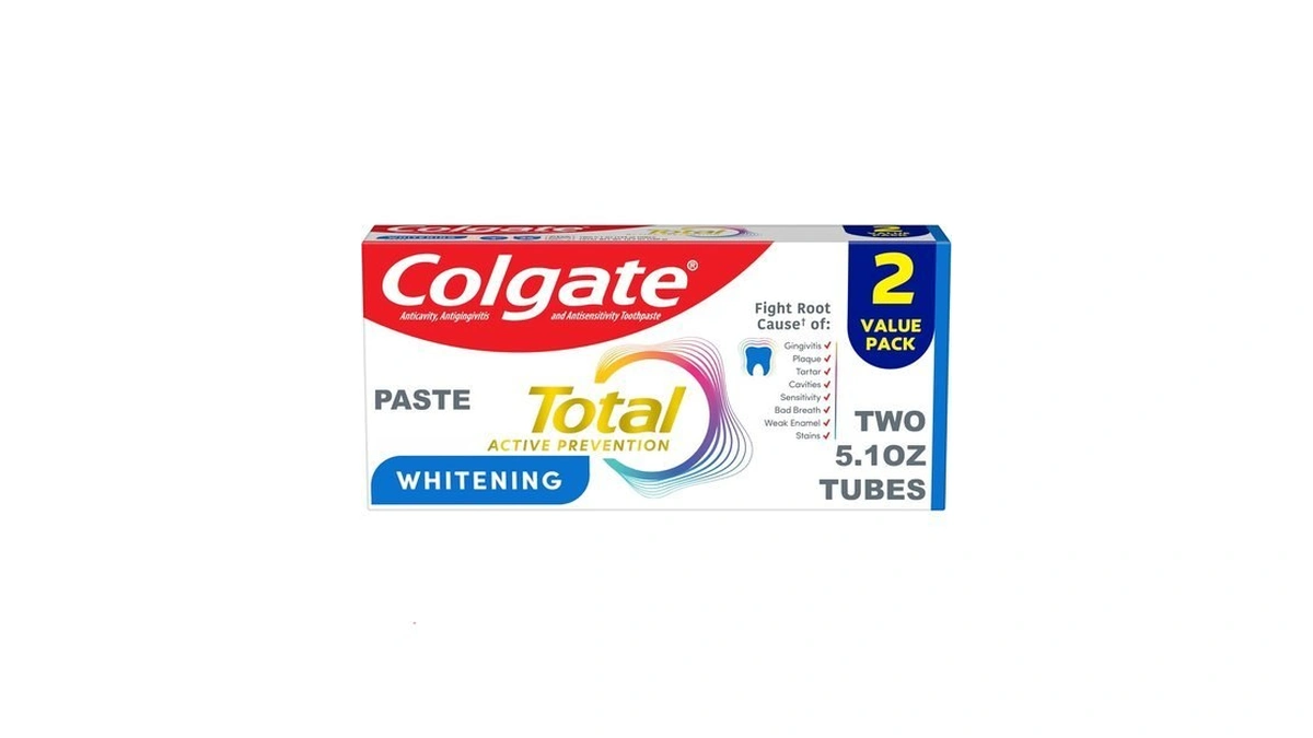 Colgate Total Whitening Fluoride Toothpaste, Mint, 2 Pack, 5.1 Oz