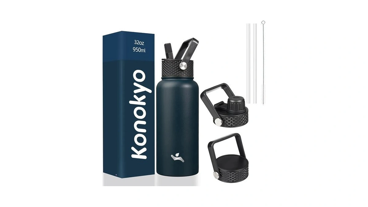 Konokyo 32 Oz Insulated Stainless Steel Water Bottle With Straw