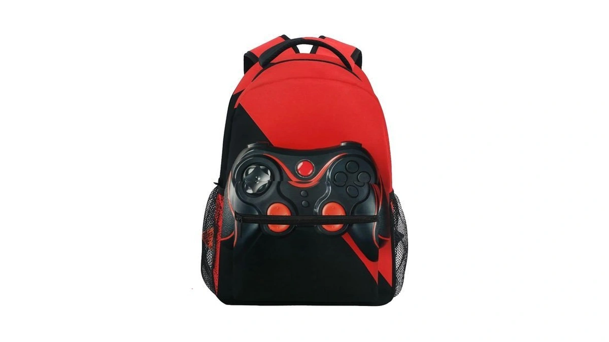 Glaphy Video Game Black Red Backpack School Book Bag Lightweight