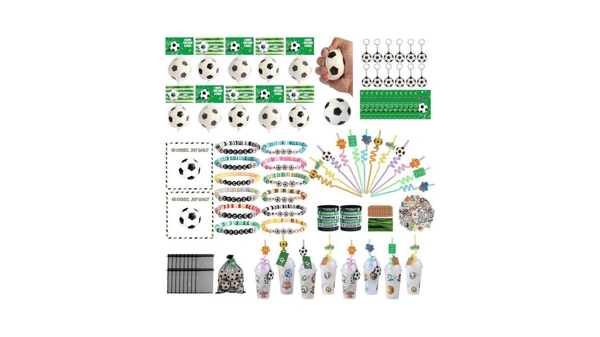 208 Pcs Soccer Party Favors Set, Soccer Birthday Supplies With
