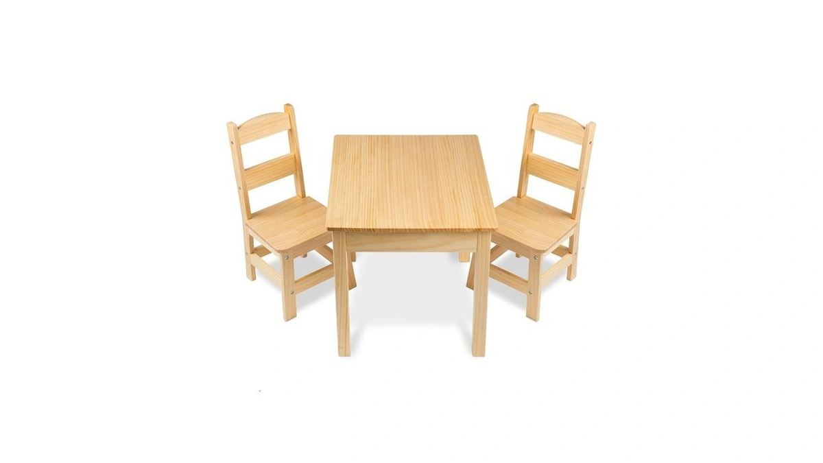 Melissa & Doug Solid Wood Table And 2 Chairs Playroom
