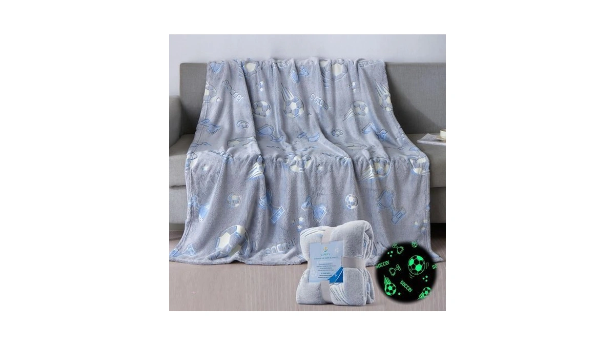 Lifeyj Glow In The Dark Soccer Blanket Gifts For Boys,50"x60"