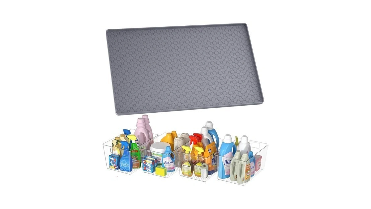Waterproof Under Sink Mat 34"x22" With 4 Pcs Clear Plastic