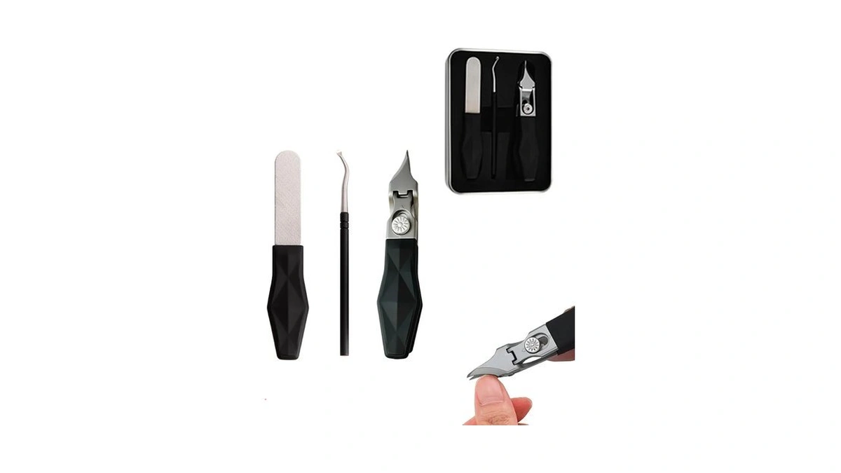 Kowiofame Eagle Beak Nail Clippers 3-piece Set Black Angled Oblique