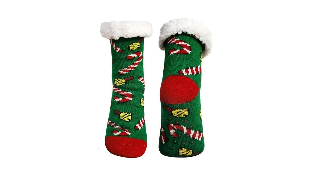 Junely Christmas Slipper Socks With Grips For Women Candy Cane