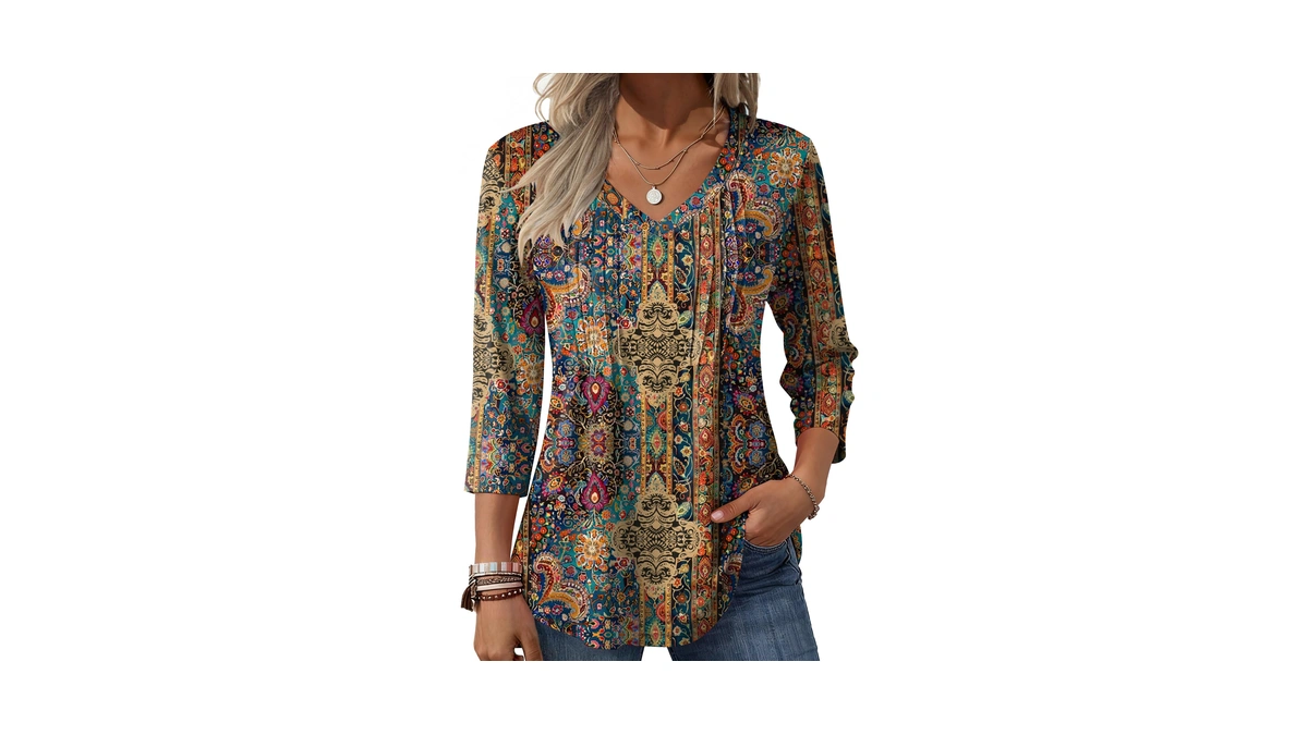 Zeagoo Plus Size Tops For Women 3/4 Sleeve Shirts Fall