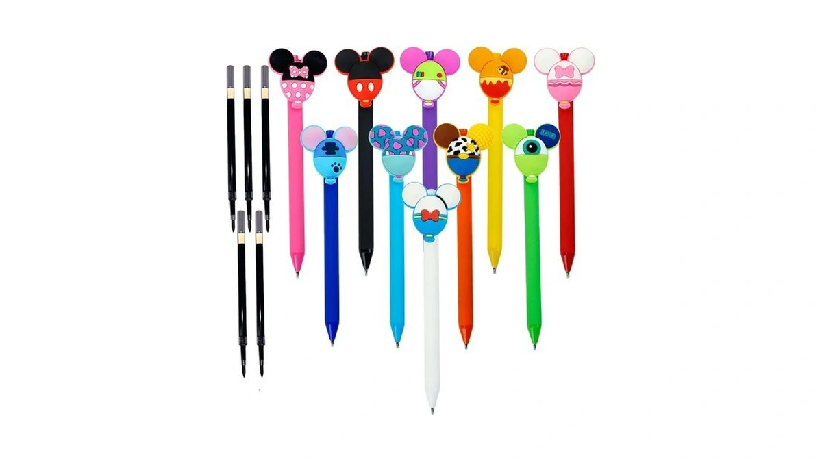 Apqa 10pcs Mouse Head Character Ears Pens Set, Retr Ctable