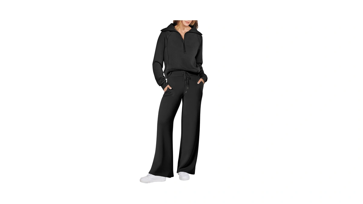 Anrabess Women 2 Piece Set Sweatsuits Lounge Fall Outfits,black,m