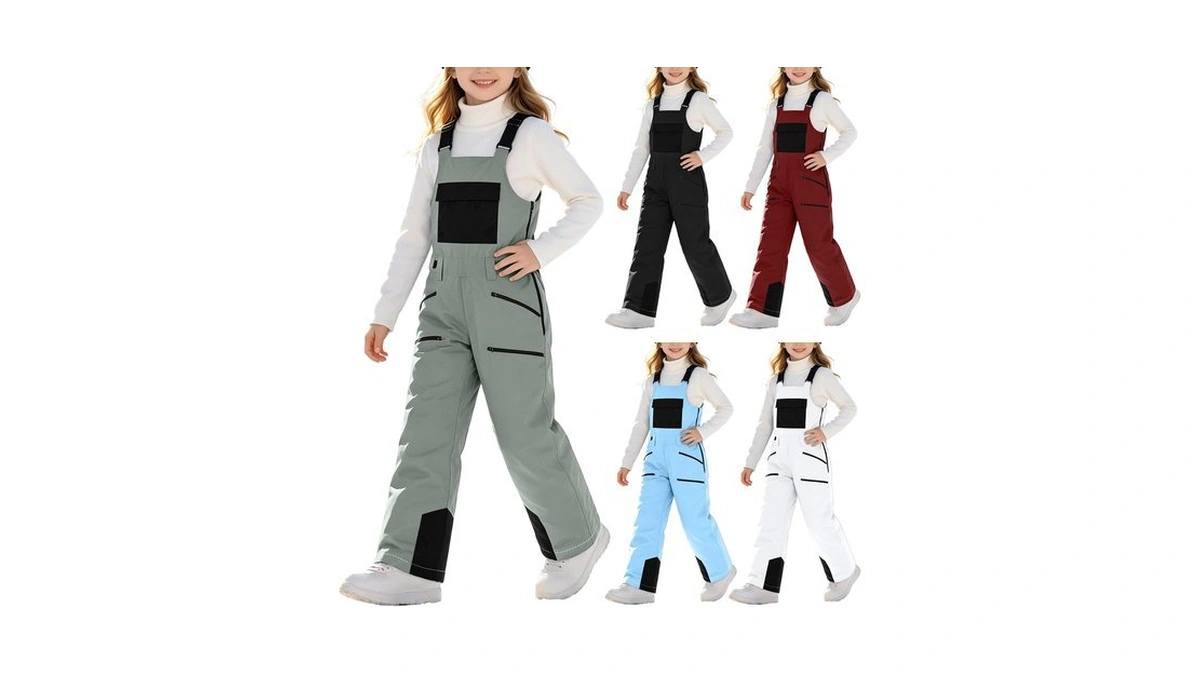 Kids Snow Bib Overalls Insulated Waterproof Adjustable Strap Ski Snow